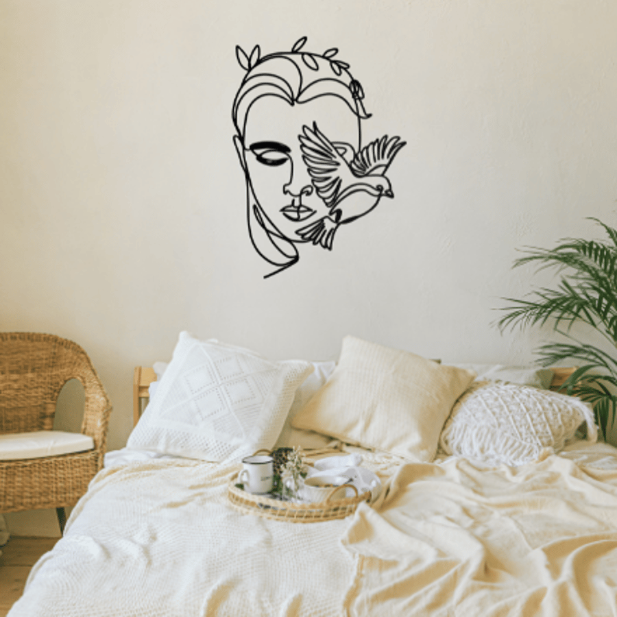 Face With Bird Metal Wall Art