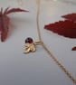 Gold Filled Maple leaf and Garnet autumnal charm necklace