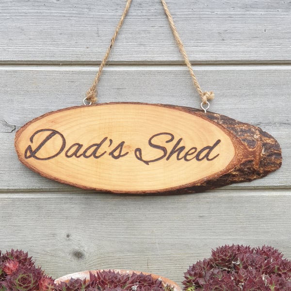 Dad - Dad's shed pyrography wooden sign, father's day gift