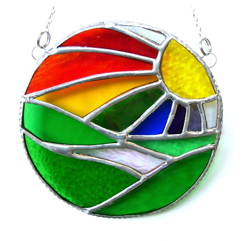 New Day Stained Glass Suncatcher Handmade Rainbow Ring 060