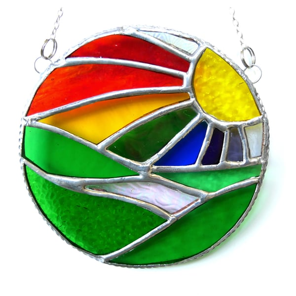New Day Stained Glass Suncatcher Handmade Rainbow Ring 060