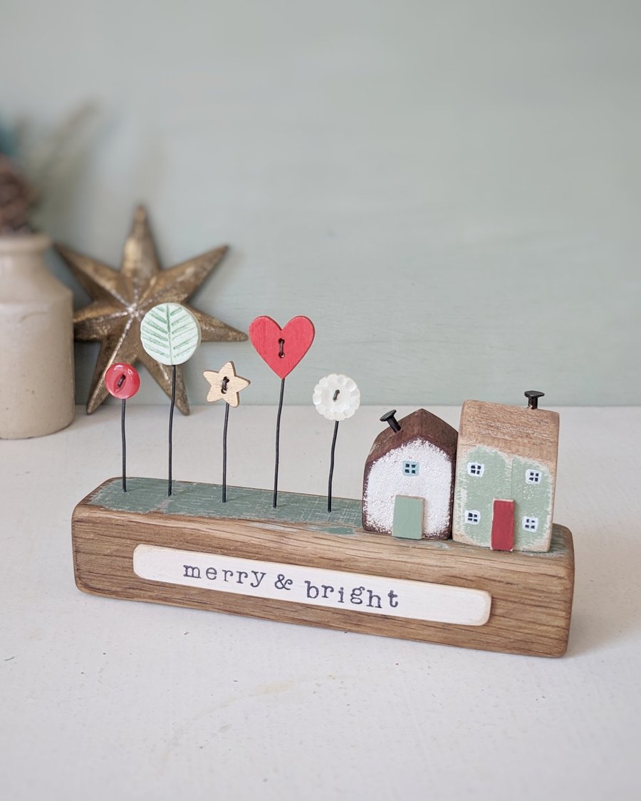 Little Wooden Houses with Festive Garden 'Merry and Bright'