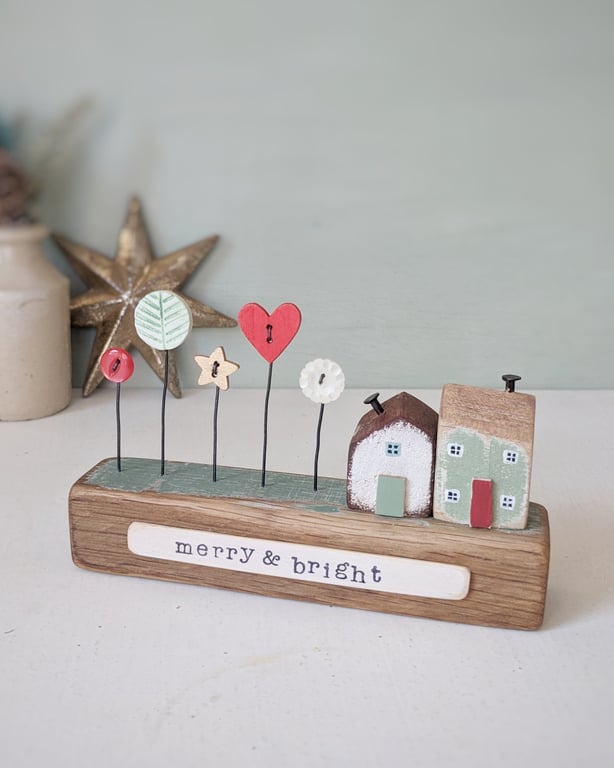 Little Wooden Houses with Festive Garden 'Merry and Bright'