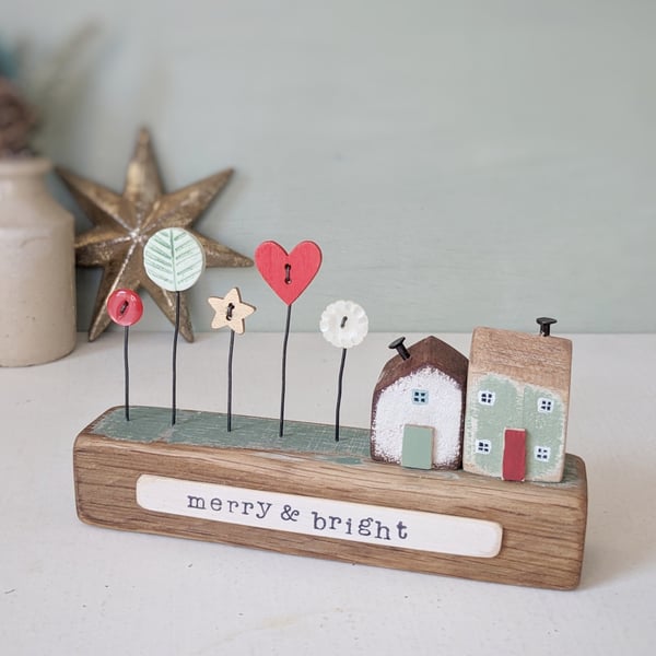 Little Wooden Houses with Festive Garden 'Merry and Bright'