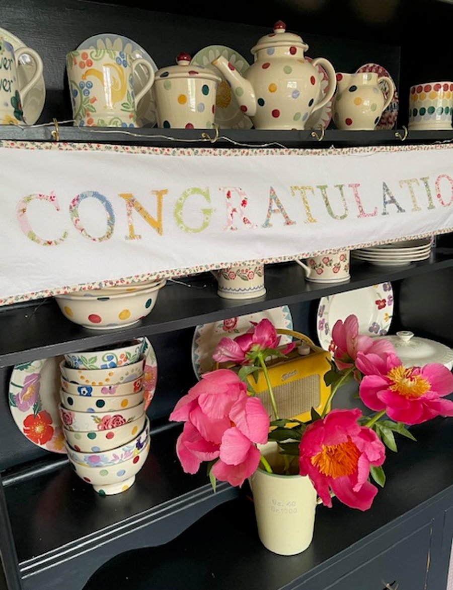 Floral 'Congratulations' fabric banner