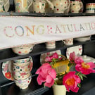 Floral 'Congratulations' fabric banner - sample