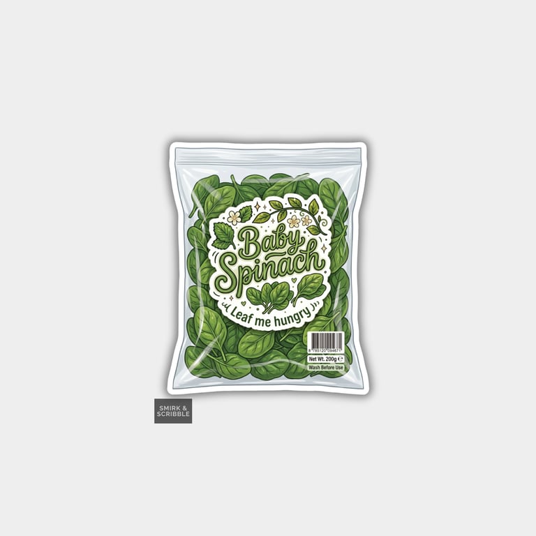 Grocery Food Vinyl Sticker For Adults - Baby Spinach