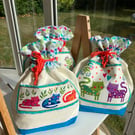 3 cats lined drawstring project forever gift bag