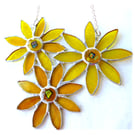 Sunflower Stained Glass Suncatcher Trio of Flowers Handmade Yellow