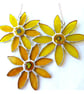 Sunflower Stained Glass Suncatcher Trio of Flowers Handmade Yellow - Image 1
