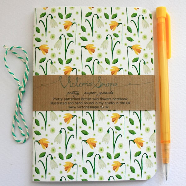 Springtime- British wild flowers- hand bound recycled notebook