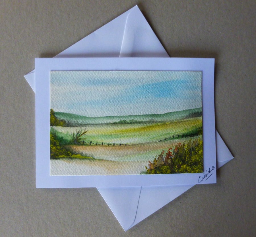 original art hand painted watercolour landscape greetings card ( ref FA 509 K1 )
