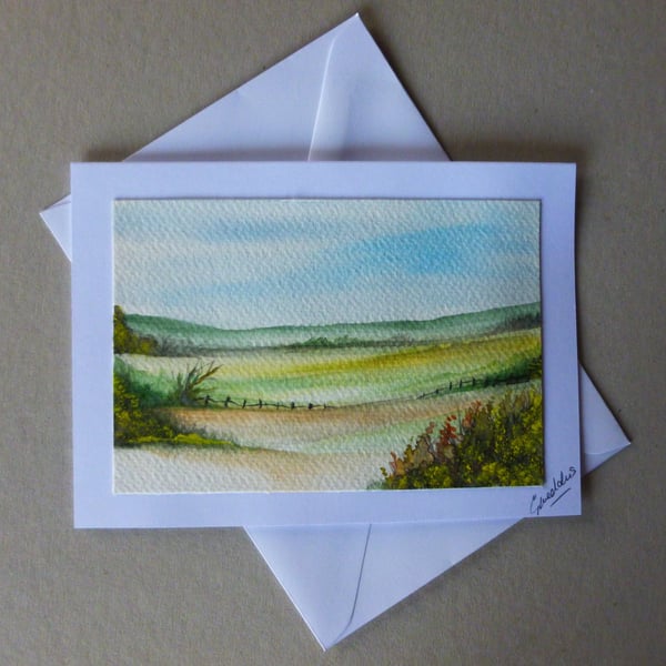 original art hand painted watercolour landscape greetings card ( ref FA 509 K1 )