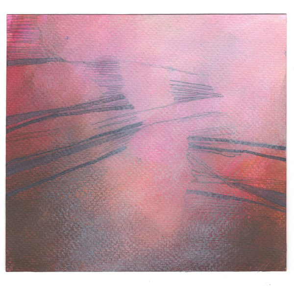 Chalk cliffs in pink light. Yorkshire landscape . Abstract seascape painting