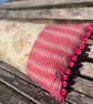 Long linen feature cushion with pompom trim - Image 2
