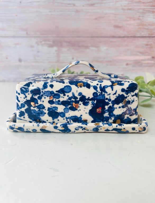 Blue and Gold Butter Dish 