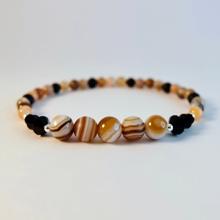 Banded Agate Bracelet - Handmade Gift, June Birthday, Gemini, Anniversary