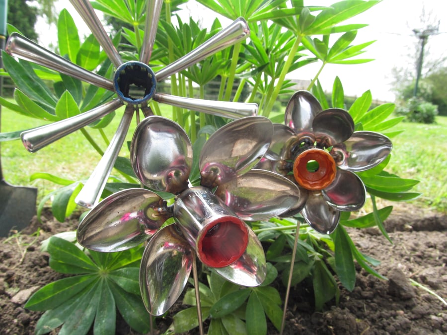 Metal Spoon & Spanner Socket Flowers (Set of 3)