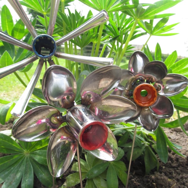 Metal Spoon & Spanner Socket Flowers (Set of 3)