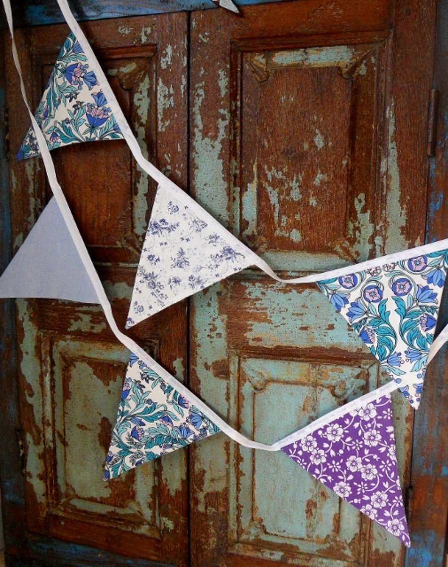 Vintage Fabric Blue and Purple Vintage Bunting