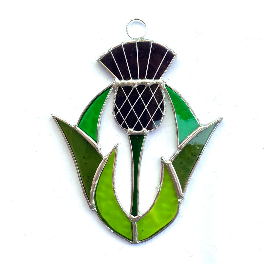 Stained Glass Thistle - Handmade Hanging Window Decoration 