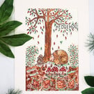 Summer Seconds Hedgehog original watercolour painting A4 mounted