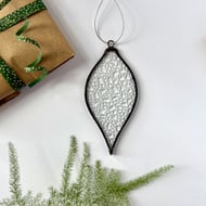 Stained glass Christmas bauble, Unique frost Christmas decor, Secret Santa