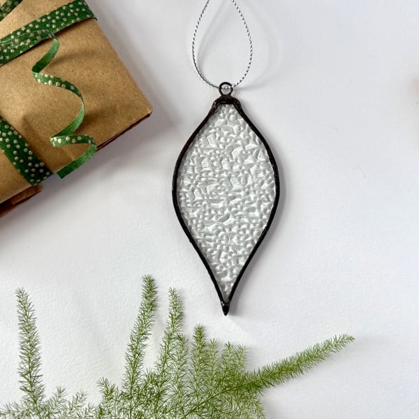 Stained glass Christmas bauble, Unique frost Christmas decor, Secret Santa