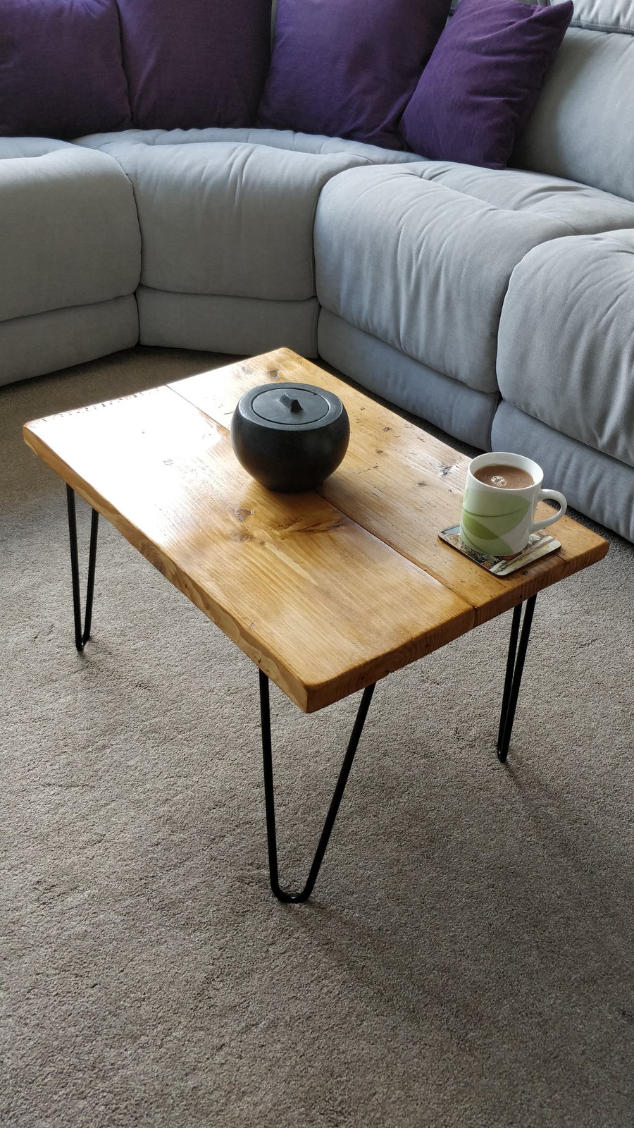 Reclaimed Single Level Coffee Table with Hairpin Legs