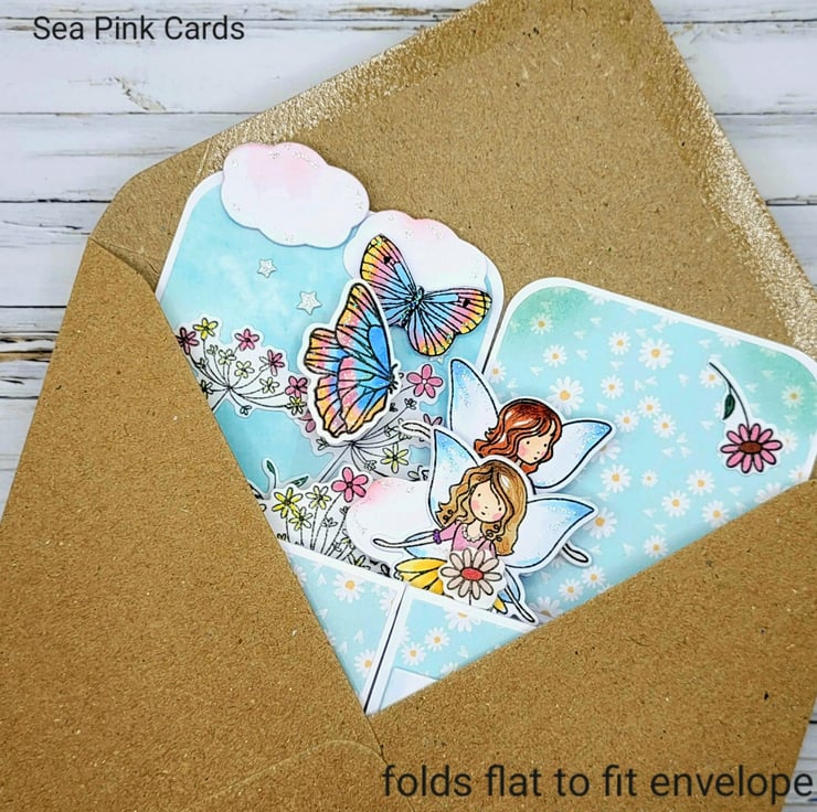 Birthday Card Pop-Up Box with Fairies - butterf... - Folksy