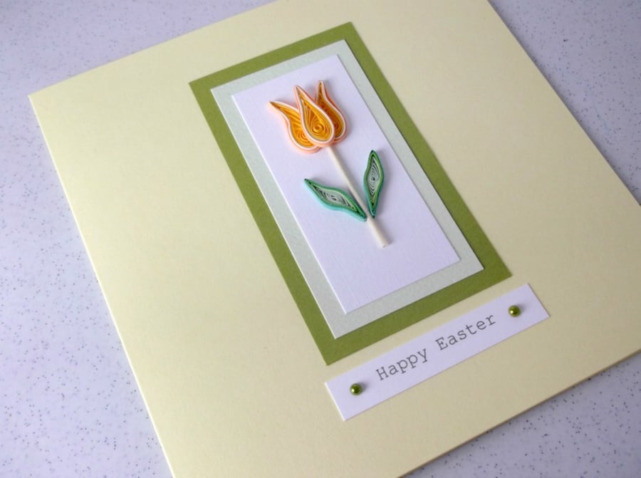 Quilled happy Easter card, handmade, quilling