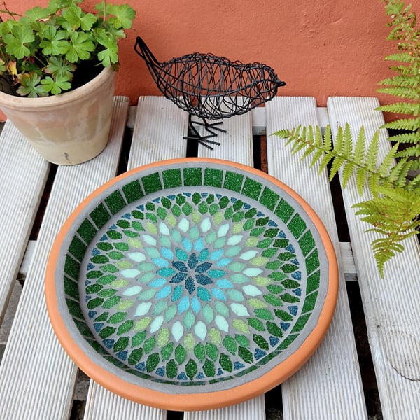 Gypsy Forest Mosaic Garden Bird Bath