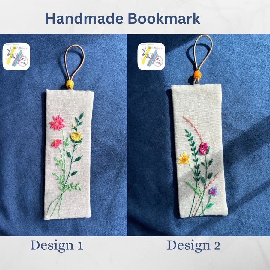 Bookmark, hand embroidered, floral embroidery, handmade bookmark, hand stitched,