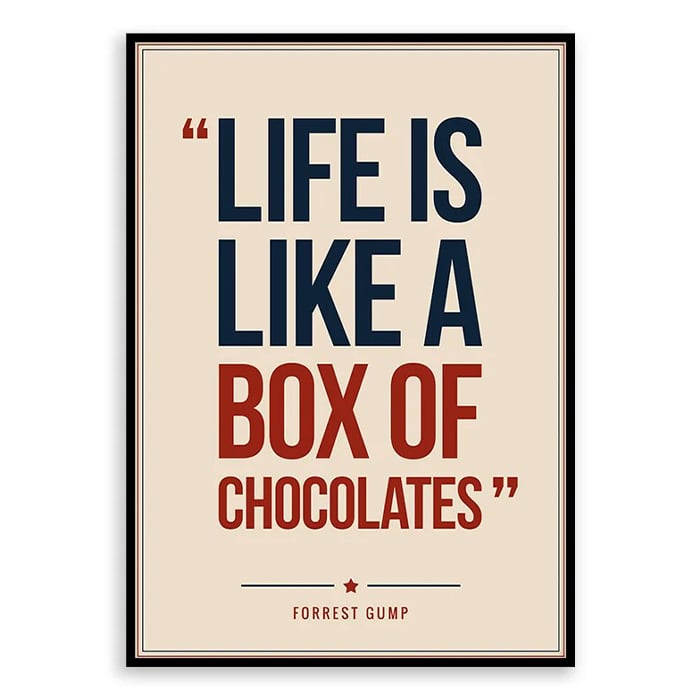 Forrest Gump Quote Poster Print - Retro Typography Wall Art