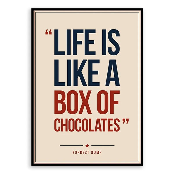 Forrest Gump Quote Poster Print - Retro Typography Wall Art