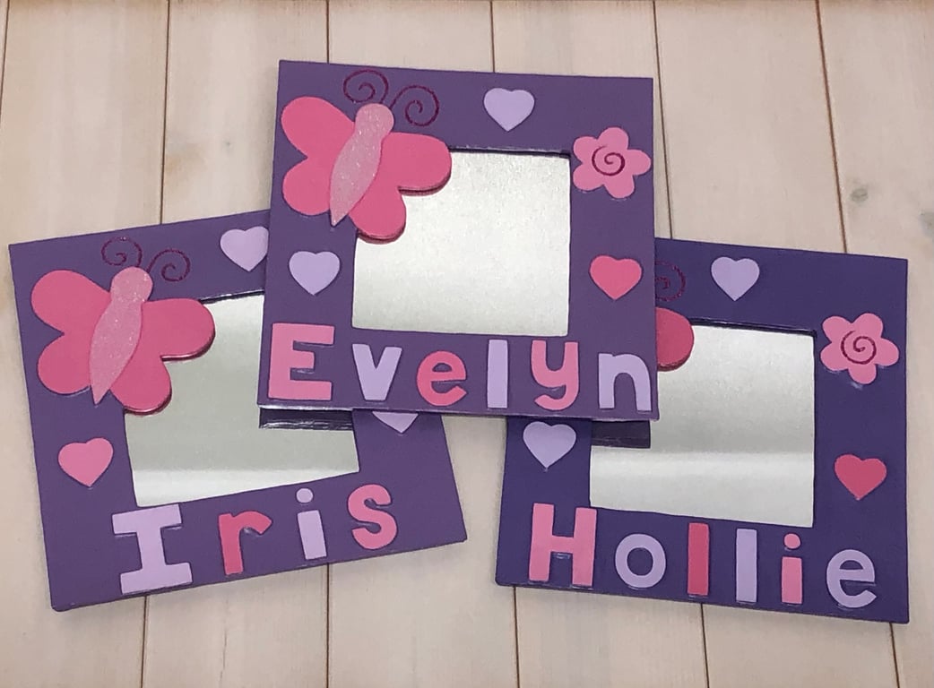 Personalised Purple Butterfly Mirror