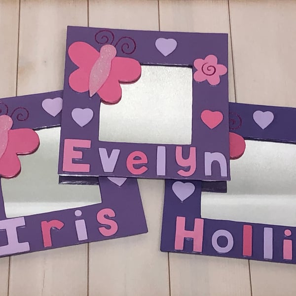 Personalised Purple Butterfly Mirror