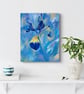 Blue Iris Canvas Print, Modern Floral Wall Art