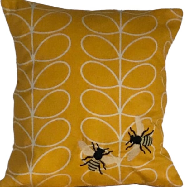 Bee Embroidered Cushion Cover 12”x12” Last One