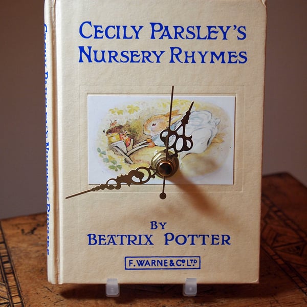 Vintage book clock, Cecily Parsley's Nursery Rhymes by Beatrix Potter