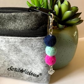 Felted wool ball purse charm