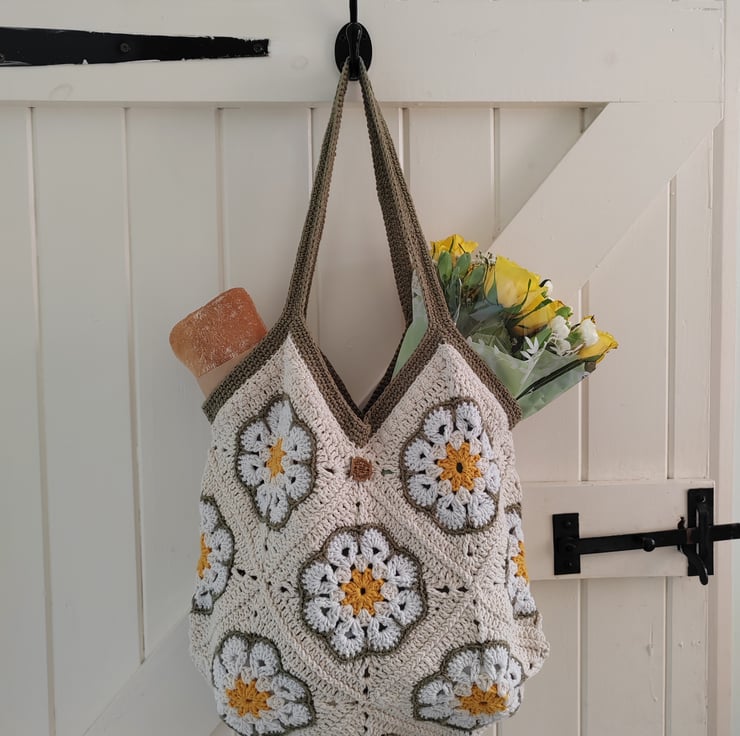 African Flower Crochet Market Bag