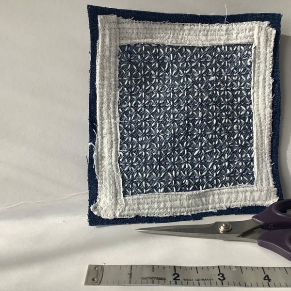 Denim and sashiko stitched patch. 