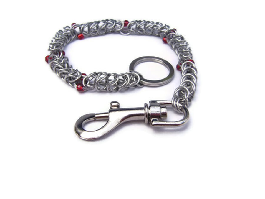  Chainmail Wallet Keyring Chain - Dragon Blood Droplet 