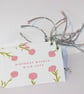 9 Handmade birthday carnation flower gift tags, white & pink, gift wrapping  - Image 1