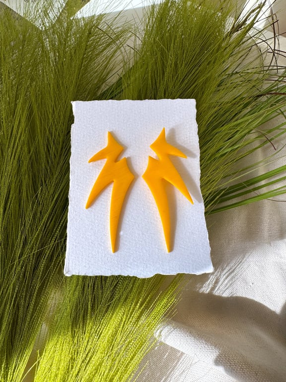 Yellow jagged Edgy Statement Earrings