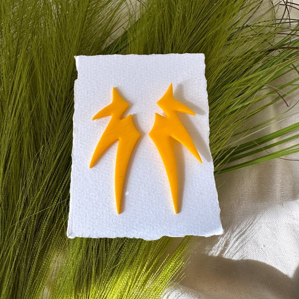 Yellow jagged Edgy Statement Earrings