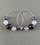Handmade Hoop Earrings with Natural Gemstone