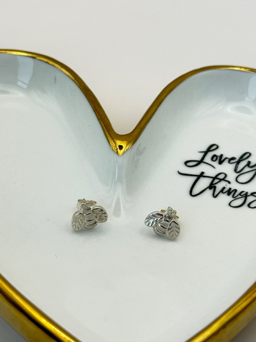 Fine Silver Bee Stud Earrings