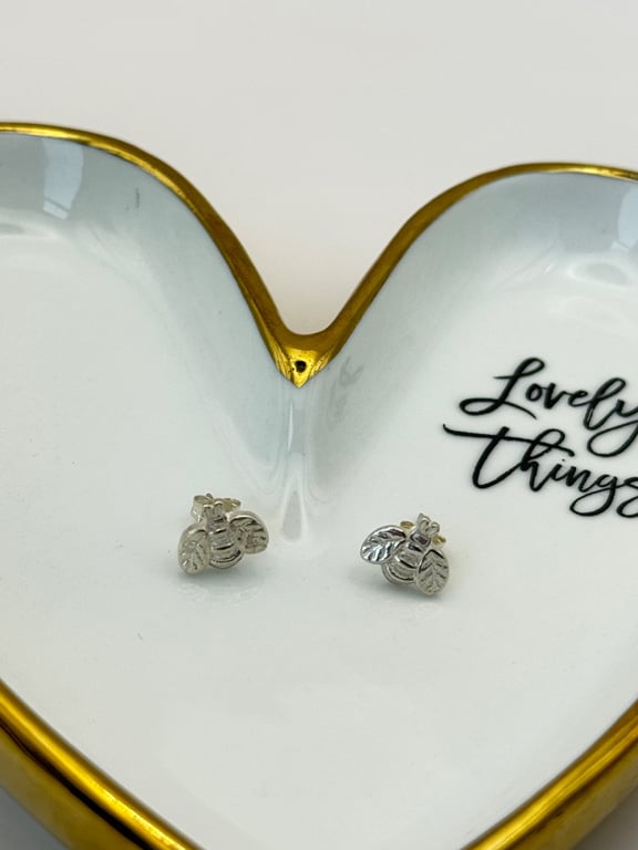 Fine Silver Bee Stud Earrings